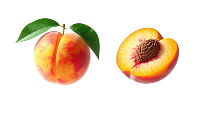 Dual Peach Compositions Representing Natural Sweetness and Summer Fruit – isolated on transparent background