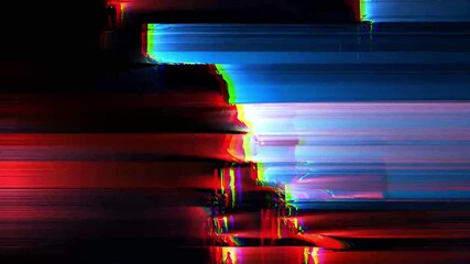 Seamless loop of an abstract red and blue glitch with pixel sorting and digital distortion - Powered by Adobe