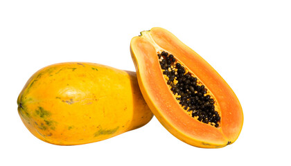 - Dual Papaya Compositions Representing Exotic Fruit and Healthy Lifestyle – isolated on transparent background