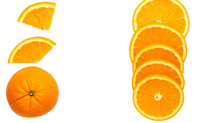 Pair of Whole and Sliced Oranges Displaying Fresh Citrus Texture – isolated on transparent background