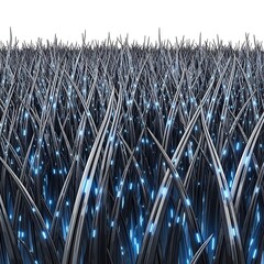 Fiber Optic Meadow Interconnected Strands of Light and Data