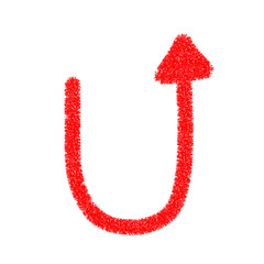 Red arrow doodle hand-drawn in crayon. Illustration of a red arrow pointing up to the right.
