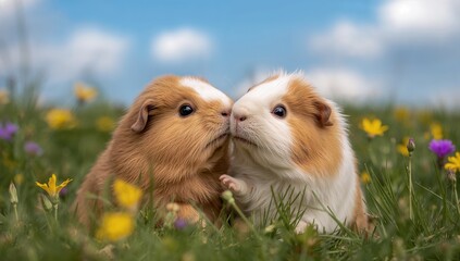 A pair of adorable guinea pigs