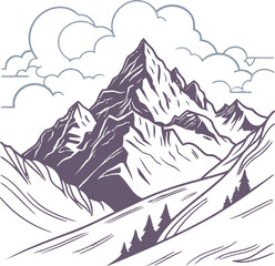 Majestic mountain peaks under dramatic cloudy sky artistic landscape scene isolated on transparent background