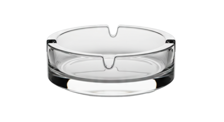 Clear Glass Ashtray Isolated on White Background.