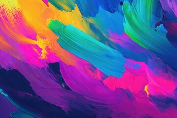 Fototapeta premium Vibrant abstract painting showcasing bold color fusion and dynamic brush strokes, evoking feelings of joy and creativity for art enthusiasts and decorators