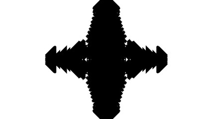 Single abstract cross shape design in black and white, isolated on transparent background