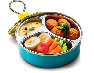 collection of lunchbox tiffins for Indian children, displaying a range of choices