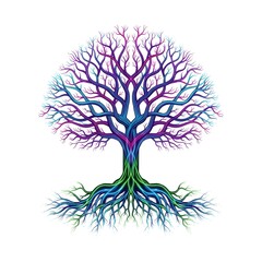 Fototapeta premium Vibrant Tree of Life A Colorful Illustration of Roots, Branches, and Spiritual Growth