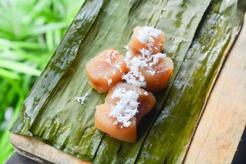 Cassava Cake, a cake made with a mixture of traditional Indonesian brown sugar made from cassava.