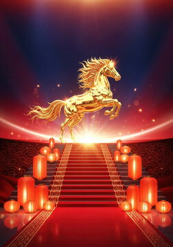 Golden steed climbing up the cloud ladder