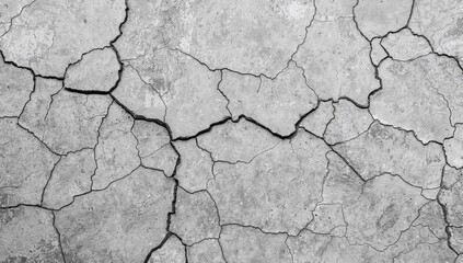 Obraz premium Cracked concrete surface with fragmented plaster, illustrating erosion risk