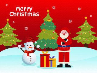 Merry Christmas and Happy New Year winter background vector illustration. Background for banner, poster or header design.
