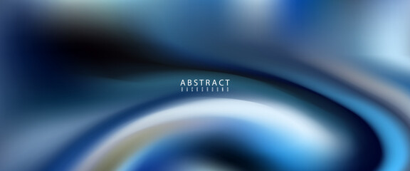 Stylish abstract background featuring a mix of blue and silver tones with smooth fluid swirl effects. The flowing gradient creates