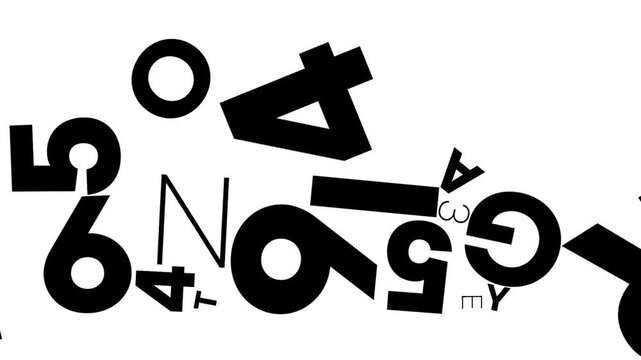 Alphabet letters falling down moving randomly and mixing on white screen background
