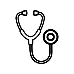 Classic Medical Stethoscope Icon with Black Outline Detail.