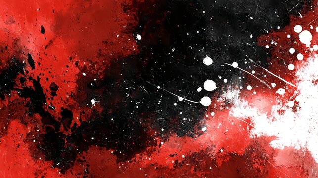 Abstract red black grunge texture with paint splatter ink droplets artistic art