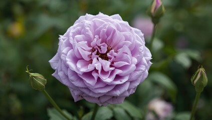 Garden rose in shallow focus, showcasing vibrant vitality and ruffled petals, ideal for floral arrangements