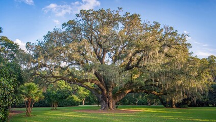Fototapeta premium Angel Oak Tree in Charleston, showcasing seasonal change