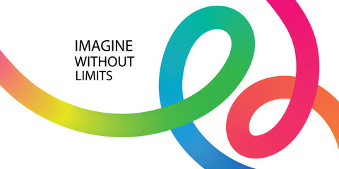 Black text Imagine Without Limits on white background with colorful gradient ribbon shapes words quote