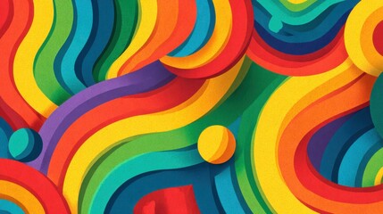 Obraz premium This artwork features a lively mix of colors and shapes flowing together, creating a joyful atmosphere. The design showcases swirls and curves that invite the viewer into an imaginative world.