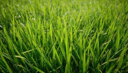 Obraz premium Close-up view of lush green grass surface