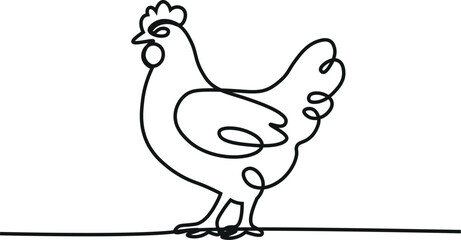 Continuous One-Line Hen Illustration