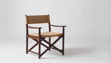 Fototapeta premium Wooden and fabric director chair, ideal for comfortable seating,