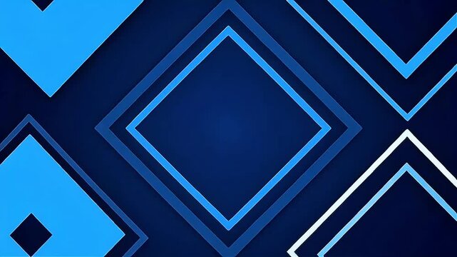 Geometric Abstract Background With Concentric Blue Squares and Diamond Shapes clean concept Abstract Motion Background Loop  4K UHD video