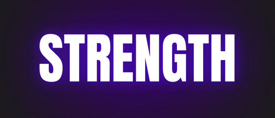 STRENGTH Word Art in Bold White Capital Letters on Dark Purple Background for a Powerful, Minimalist, and Resilience-Themed Design
