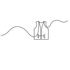 Life jacket icon  continuous one line drawing  outline vector illustration