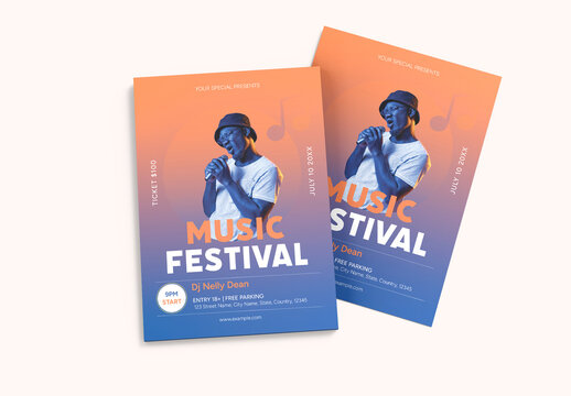 Modern Music Festival Flyer Design Template for Event Promotion