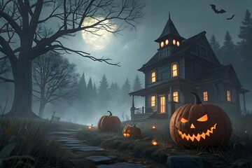 halloween background with pumpkin