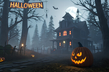 halloween background with pumpkin