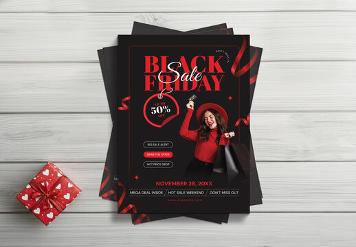 Modern Black Friday Discount Flyer Template for Sale Promotion