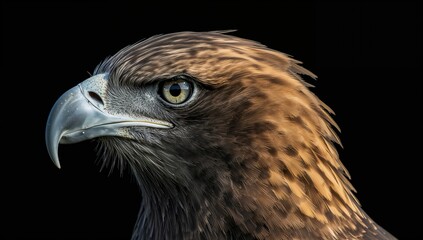 Fototapeta premium One of the biggest and quickest birds of prey, this eagle features shimmering gold plumage on its head and neck, with strong beak and claws for hunting.