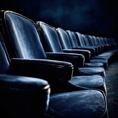 Fototapeta premium Empty Theater Seats Deep Blue Velvet