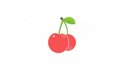 Flat cartoon cherry icon isolated on a white backdrop, ideal for print and digital use. EPS 10 format.