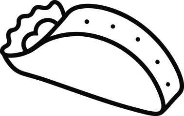 Simple Line Art Icon of a Delicious Taco with Lettuce and Filling