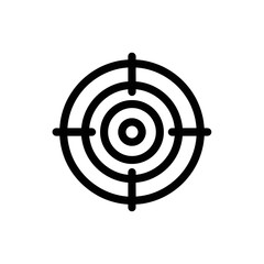 Simple black line art target icon with concentric circles and crosshairs for aiming.