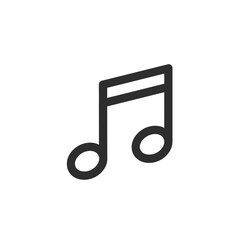 Simple Black Musical Note Icon with Two Flags and Circular Heads.