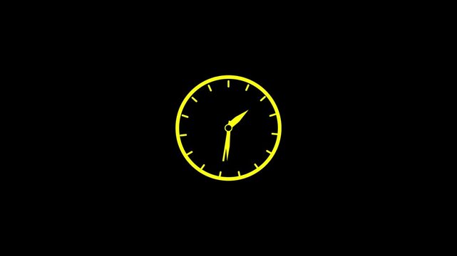 Minimalist yellow clock face on a black background