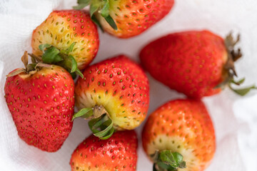 Washed and Dried Strawberries Neatly Stored in a Glass Bowl