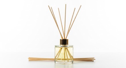 Clear glass diffuser with wooden sticks
