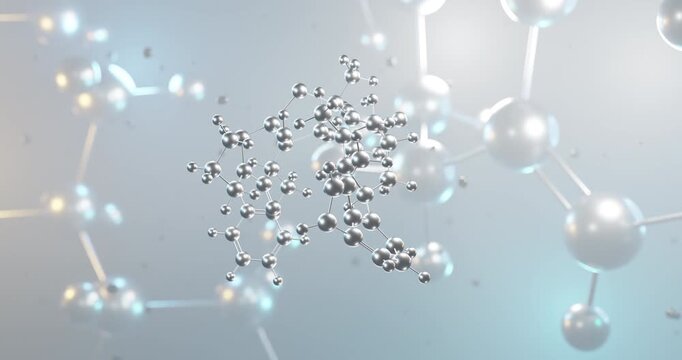 Dihydroergotamine mesylate rotating 3d molecule, molecular structure of vasoconstrictor agent seamless video
