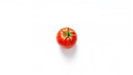 Single tomato on a plain white backdrop