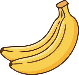 Two Ripe Bananas Clustered Together a Cartoon Style Illustration on White
