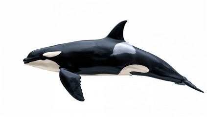 Fototapeta premium Orcinus orca whale isolated against a white backdrop
