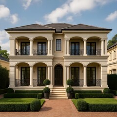 modern house with columns