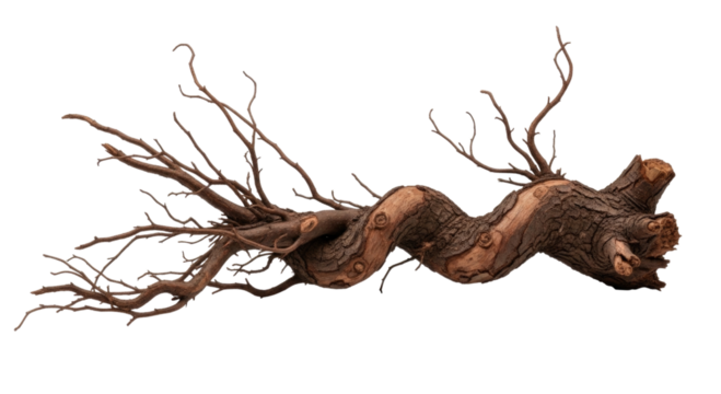 Twisted tree root system transparent background cutout png